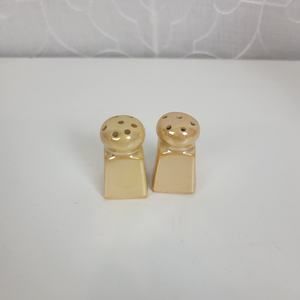 Vintage Salt &Pepper Shaker Peach Gold Lustre Glass‎ Iridescent Fine Japan Made